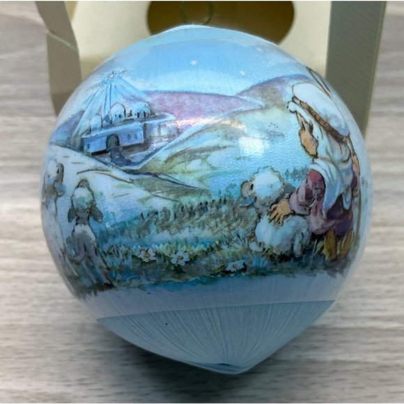 Hallmark Satin Ball Ornament Season of Caring Shepherd Vintage Christmas 1982 - Picture 5 of 9